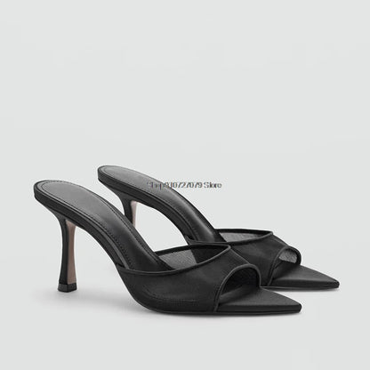 Women's High Heel Sandals 2026 Spring Summer New Painted Leather Fashionable Elegant Sandals Outdoor Wearable High Heel Slippers