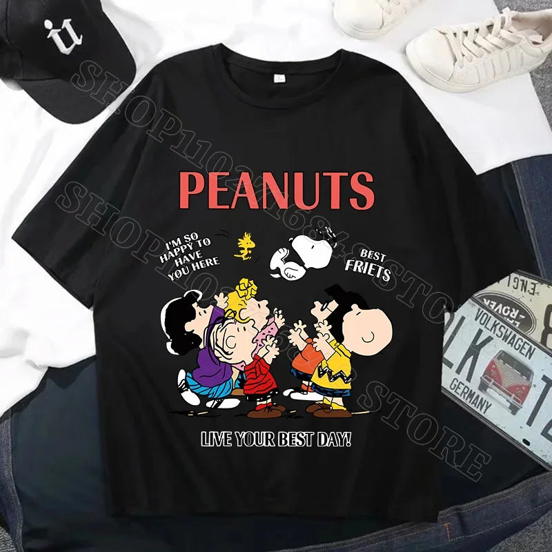 Snoopys Men Women Summer Clothes Adult Cotton Shirts Cartoon Anime Graphic Print Tops Cool Comfortable Shirt Birthday Party Gift