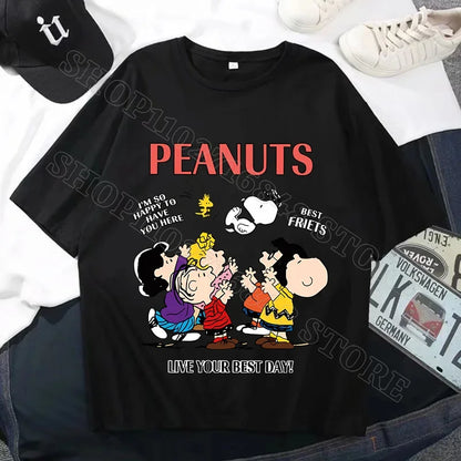 Snoopys Men Women Summer Clothes Adult Cotton Shirts Cartoon Anime Graphic Print Tops Cool Comfortable Shirt Birthday Party Gift