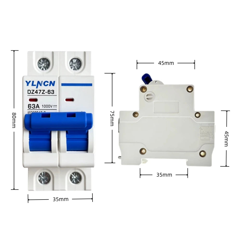 Solar DC MINI Circuit Breaker 20/25/32/40/50/63A 2P 1000VDC DC MCB Overload Short Circuit Protection For Panel Inverter Home