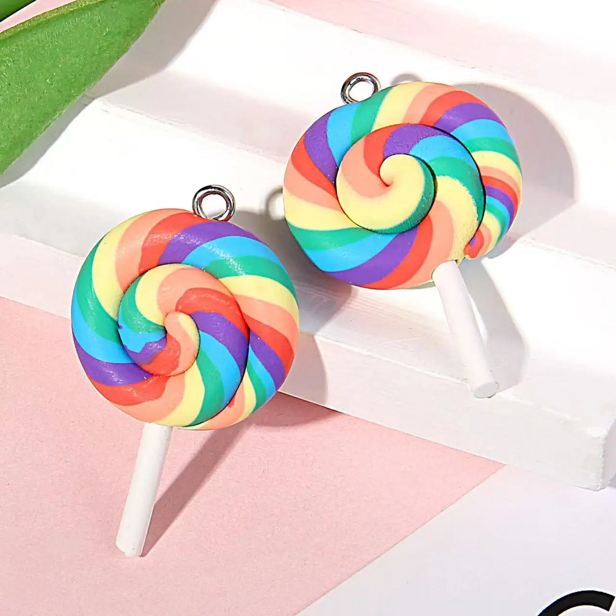 10pcs Cute Lollipops Pretend Play Food Pendants Crafts DIY Handmade Jewelry for Earring Necklace Keychain