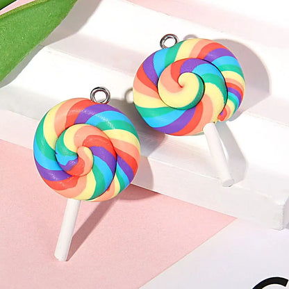 10pcs Cute Lollipops Pretend Play Food Pendants Crafts DIY Handmade Jewelry for Earring Necklace Keychain