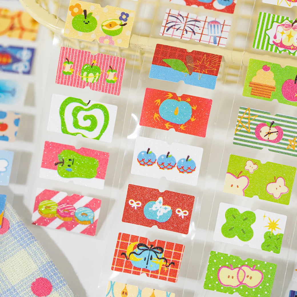 25mm * 2m/roll Apple Fantasy series Kawaii die cut label stickers DIY scrapbook decoration diary Junk Journal aesthetic stickers