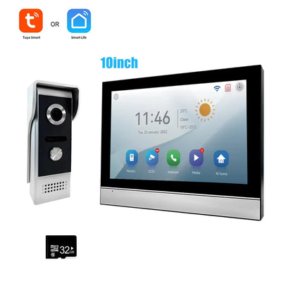 Tuya 1080P 7/10 inch Color Touch Screen WiFi Doorbell Intelligent APP Intercom Kit with Mobile Detection 128G Image Storage