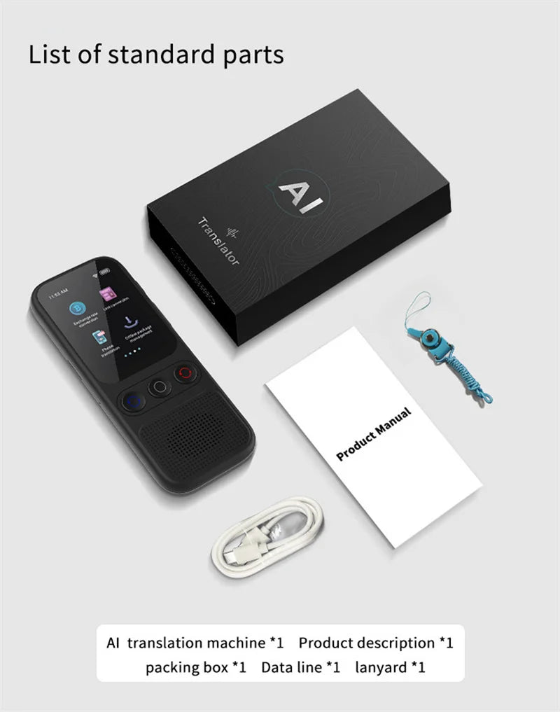 S80 AI Translator Device Supports 138 Languages Intelligent Translator ChatGPT Real-time Voice Recording Text Translate Machine
