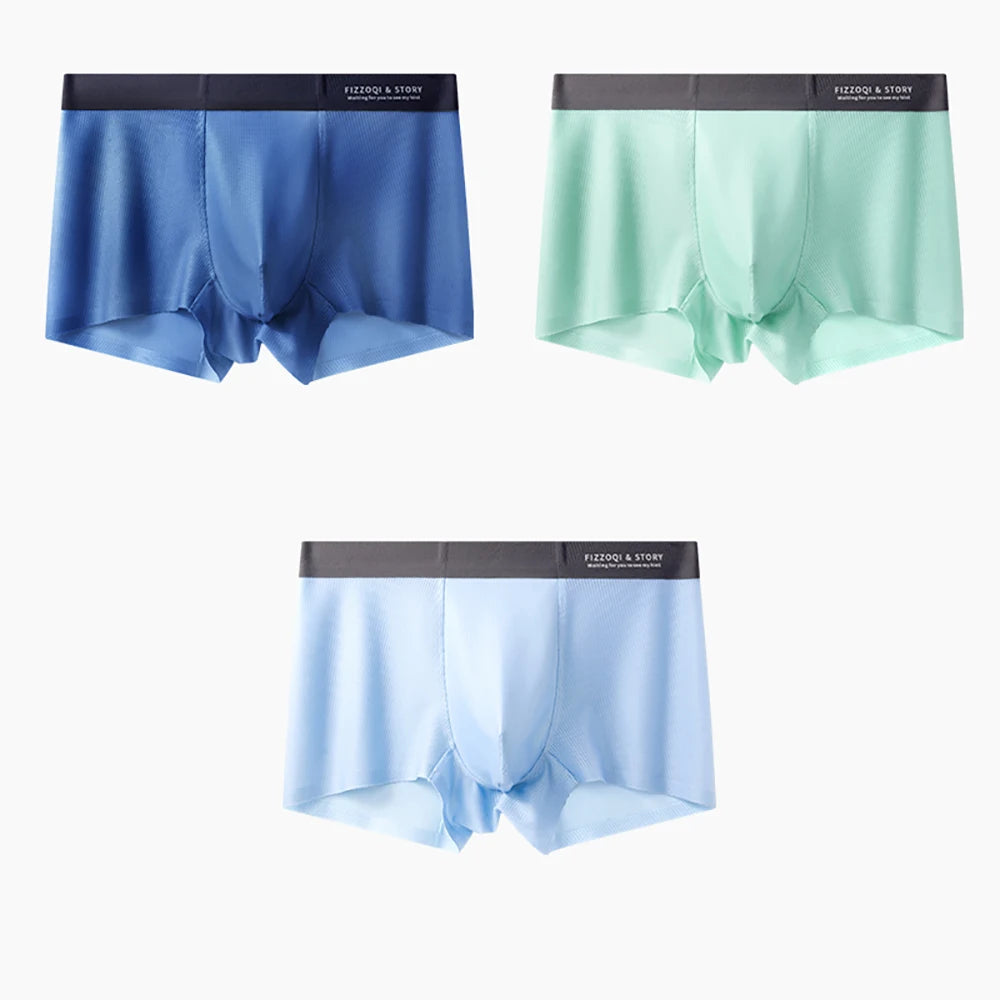 1/3PCS Ultra-thin Ice Silk Quick-dry Underwear Man Smooth Seamless Men's Panties Breathable Antibacterial 3D Silk Crotch Boxers