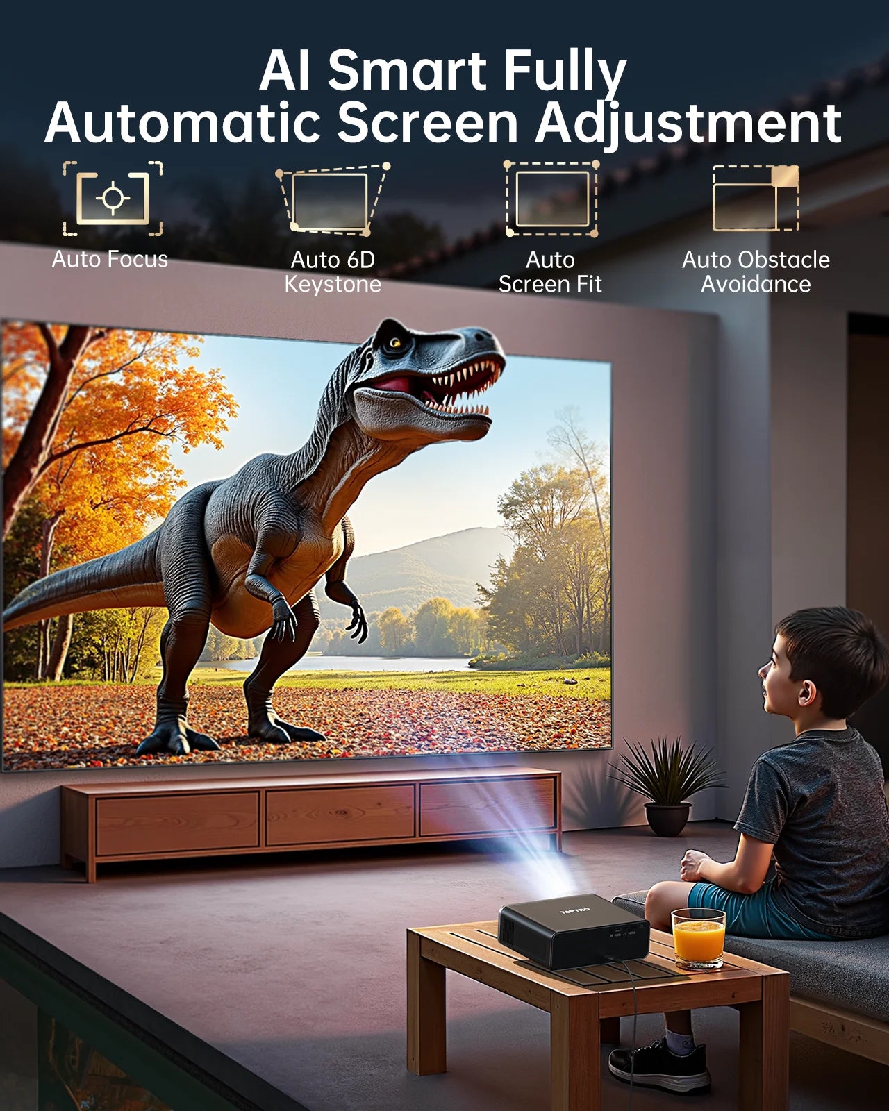 TOPTRO 4K Projector 1000ANSI Auto Focus/Keystone WiFi6 BT5.2 Full HD 1080p Smart Home Theater Movie Projector Official Netflix