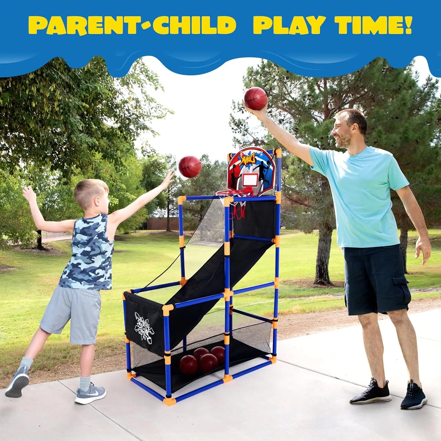JOYFY Kids Arcade Basketball Game Set with 4 Balls and Hoop for 3-12 Years Old Indoor Outdoor Sport Play Holiday Birthday Gift