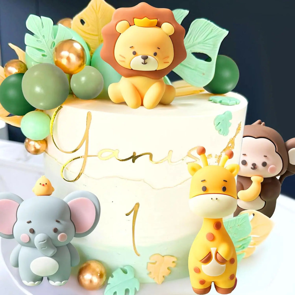24PCS Cute Jungle Baby Shower Cake Decoration Safari Animals Cake Decoration Giraffe Monkey Elephant Lion Cake Topper