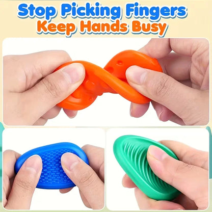 6 colorful tactile stones with soft and elastic textured pressure massage handballs