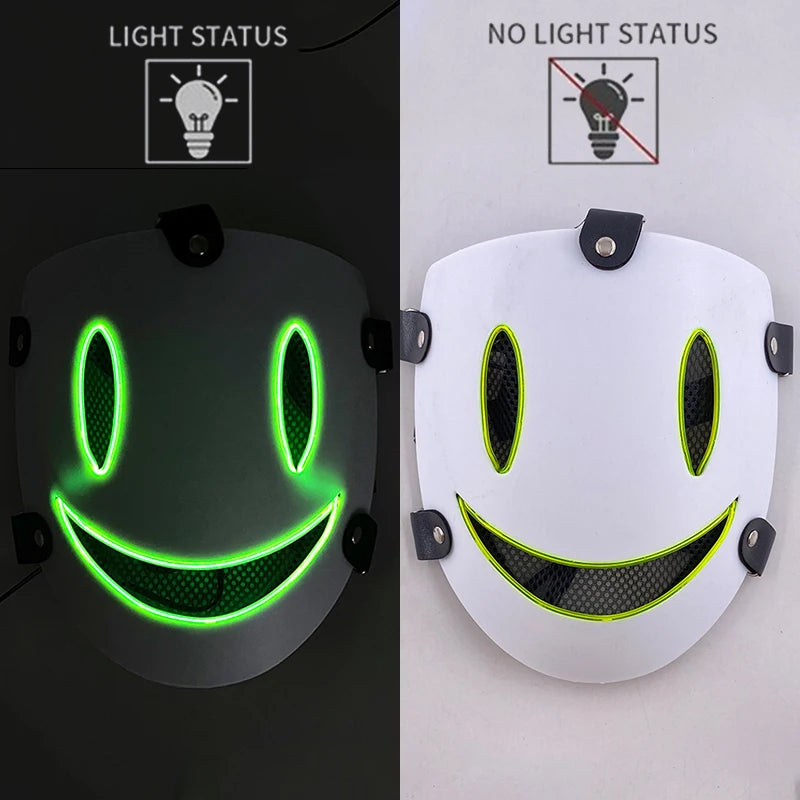 Anime High Rise Invasion Sniper LED Light up Mask Japanese Killer Japanese White Masks Carnival  Halloween Party Costume Props