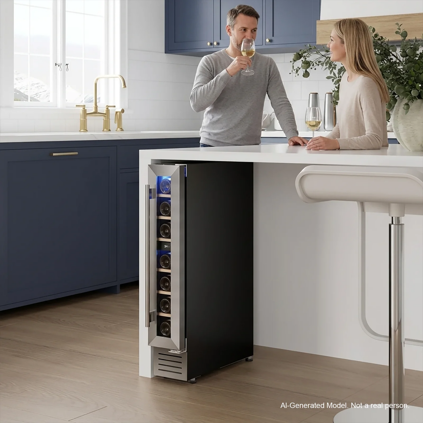 7 Bottle Mini Wine Cooler Refrigerator 5.7 Inch Freestanding Built-in Wine Fridge Constant Temperature R600a Small Wine Chiller Cabinet For Home Bar Kitchen