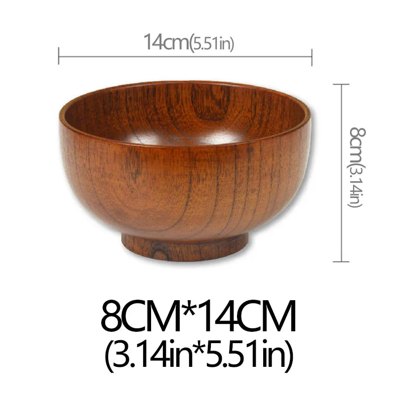 Sour Jujube Wood Old Lacquer Household Bowl Japanese Style Wooden Soup Rice Bowls Tableware For Kids Children Adults