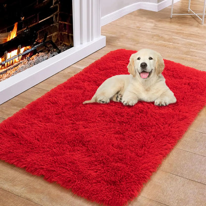 VIKAMA 50x80cm Red Wedding Carpet, Plush Bedroom Bedside Blanket, Proposal, Valentine's Day Party Decoration, Welcome Doormat