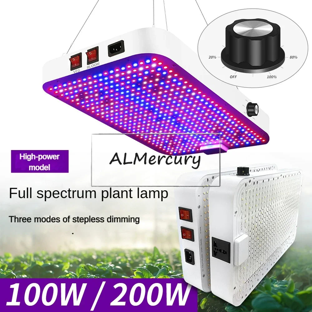 Full Spectrum LED Grow Light 200W  Waterproof for Greenhouse Indoor Plants Phyto Lamp for Seedlings Vegetables Flowers Growth