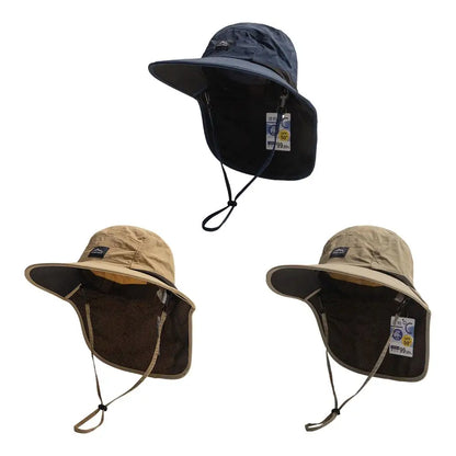 1Pc Outdoor Sun Hat Anti-UV Sun Protection Fisherman Hat Windproof Quick-Dry Neck Protection Mesh Breathable Thin Camping Cap