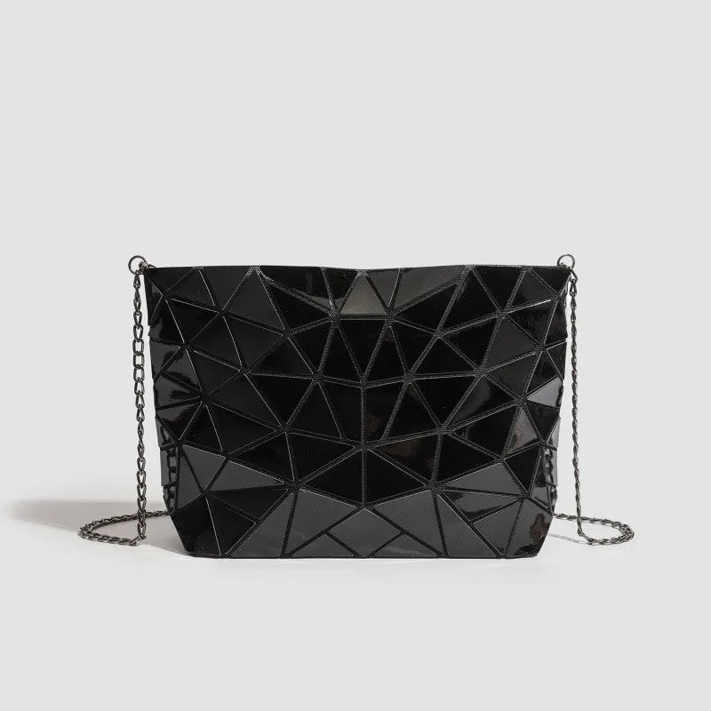 Women's Stylish Foldable Rhombus-Patterned Crossbody Bag, Korean and Japanese Trendy Shoulder and Handbag, Popular Fashion Item