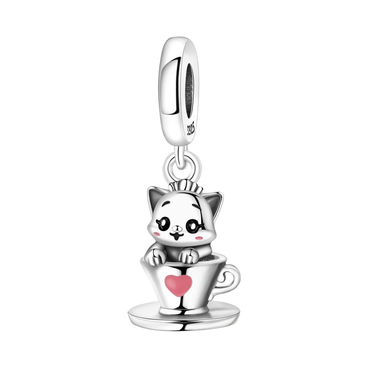 Hot Sale 925 Sterling Silver Dog Cat Cute Pet Animals Pendant Birthday Party Gift for Women Bangle Bracelet Necklace DIY Jewelry