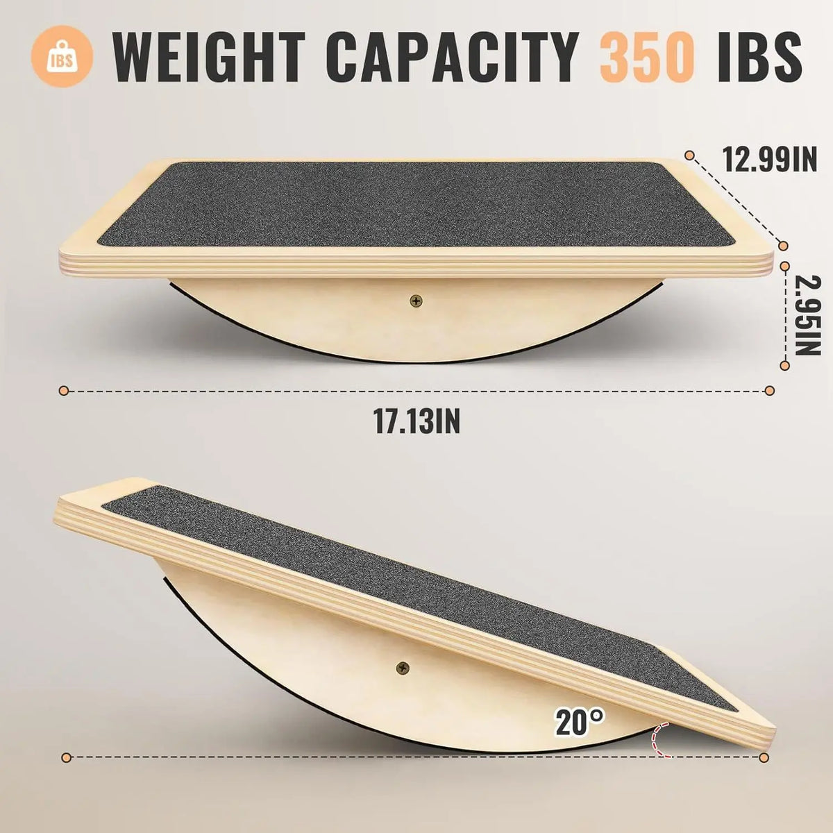 350LBS Anti-Slip Balance Board Professional Wooden Wobble Board for Adults Physical Therapy Standing Desk Core Strength Training