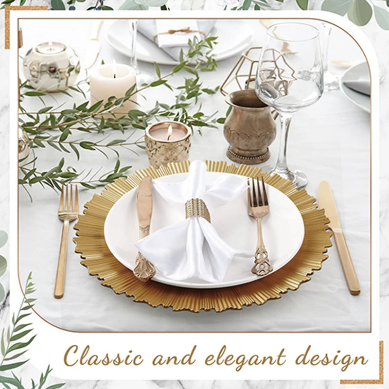 100/50/30/20/10 Pack Gold Charger Plates Luxury Set for Wedding Table Dinner Birthday Party Reception Banquet Holiday Home Decor
