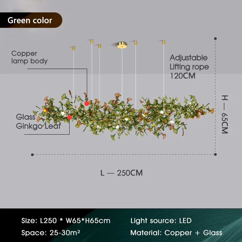 Modern Gingko Chandelier Custom Lights Luxury Glass Chandelier Suitable For Dining Room Living Room Villa Home Decor Gloss