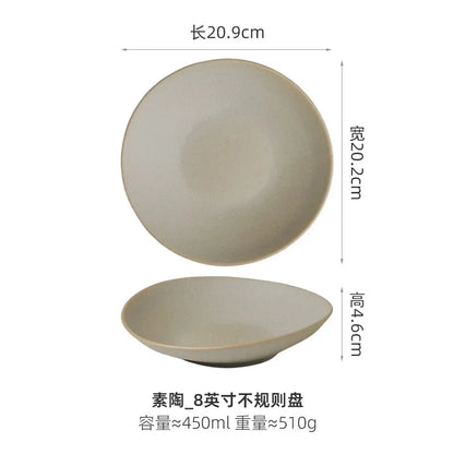 Vintage French Ceramic Straw Hat Plate Wide Rim Deep Bowl Luxury Hotel Restaurant Tableware Soup Pasta Dessert Serving Plates