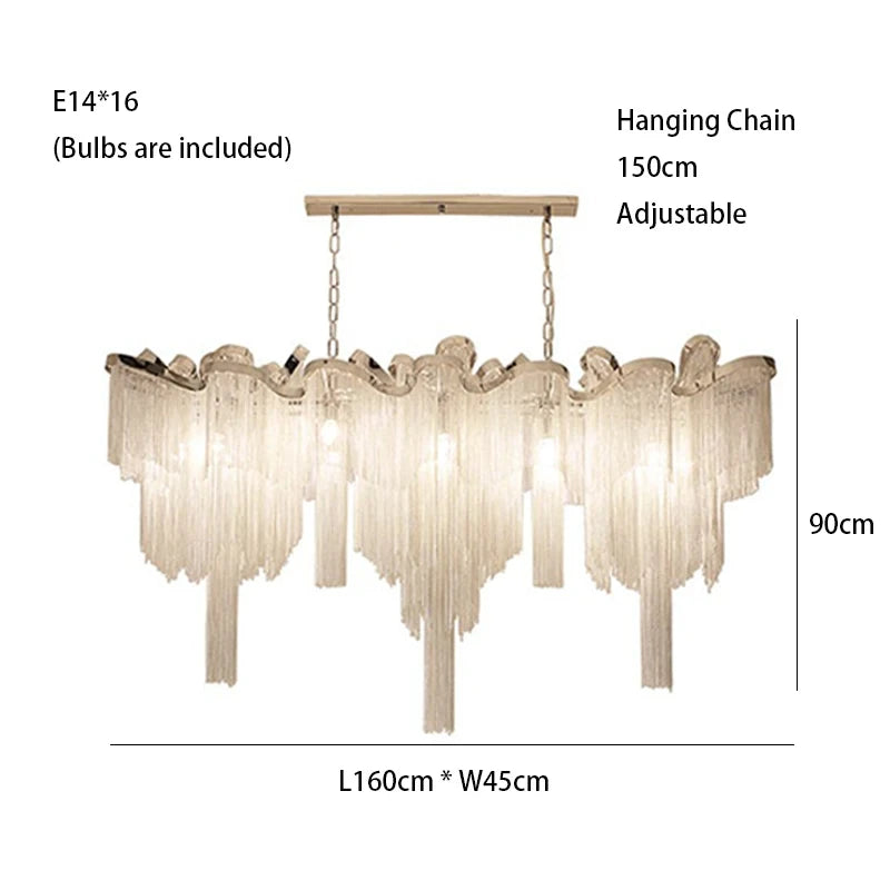Luxury Tassels Led Pendant Lights New Gold Lustres Hanging Lamps For Ceiling Modern Decoration Home Decor For Bedroom Chandelier