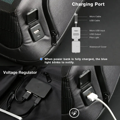 High-quality Outdoor Fitness Popular waterproof usb charging multi-function bag solar battery power distribution board backpack