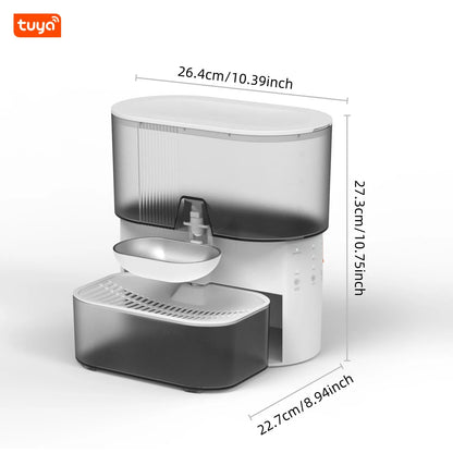 3LSmart Timed Water Dispenser for Cats & Small Dogs, Automatic Pet Fountain, Wastewater Separation Fresh Water, No Filter No APP