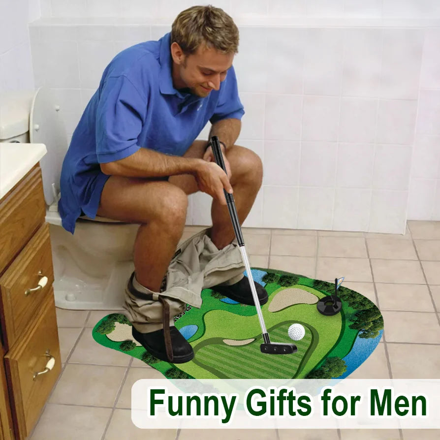 Household Toilet Leisure Golf Scene Leisure Entertainment Sports Toy Toilet Mini Set Putting Pad Swing Trainer