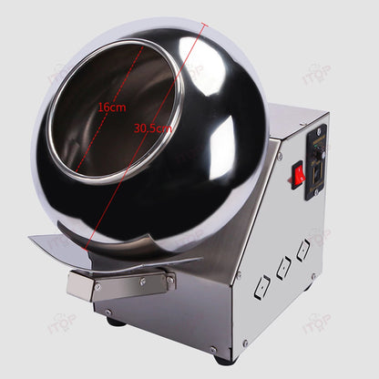 ITOP Chocolate Sugar Coasting Machine 30cm Roller Commercial Small Candy Coater Machine Chocolate Bean Coating Dragee Machine