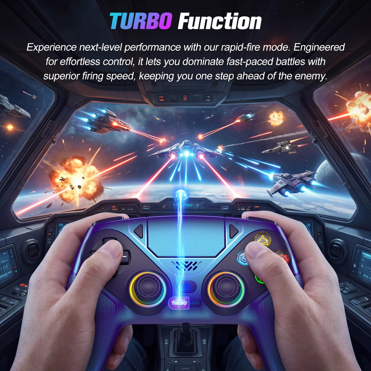 Controller for Playstation 5/PS5/PS5 Pro/Slim/PC,Wireless Gamepads RGB Joystick Turbo/Marco Program Dual Vibrate Game Controle