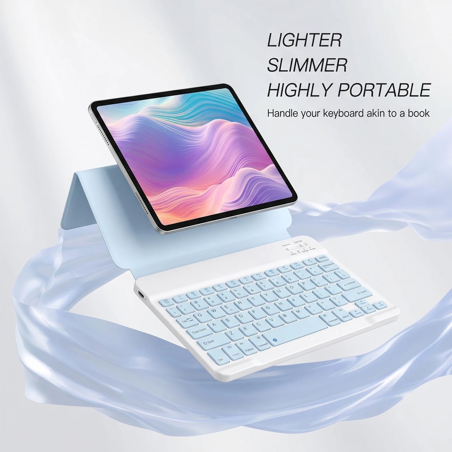 Ultra Slim Bluetooth Keyboard with Built-in Stand for iPad 10th/9th Gen, iPad Air, iPad Pro, iPhone, Android Tablets & More – Portable Wireless Keyboard for Travel, Office, School – Compatible with Most Bluetooth Devices