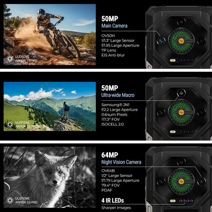 Ulefone Armor 33 Pro 5G Rugged Phone 25500 mAh 512GB ROM 120Hz 6.59”3.4" Rear Screen NFC Android Smartphone