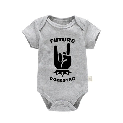 Born To Rock Newborn Baby Short Sleeve Cotton Baby Bodysuit Cute Baby Boy Clothes Jumpsuit Infant Outfit Baby Body Rock Onesie