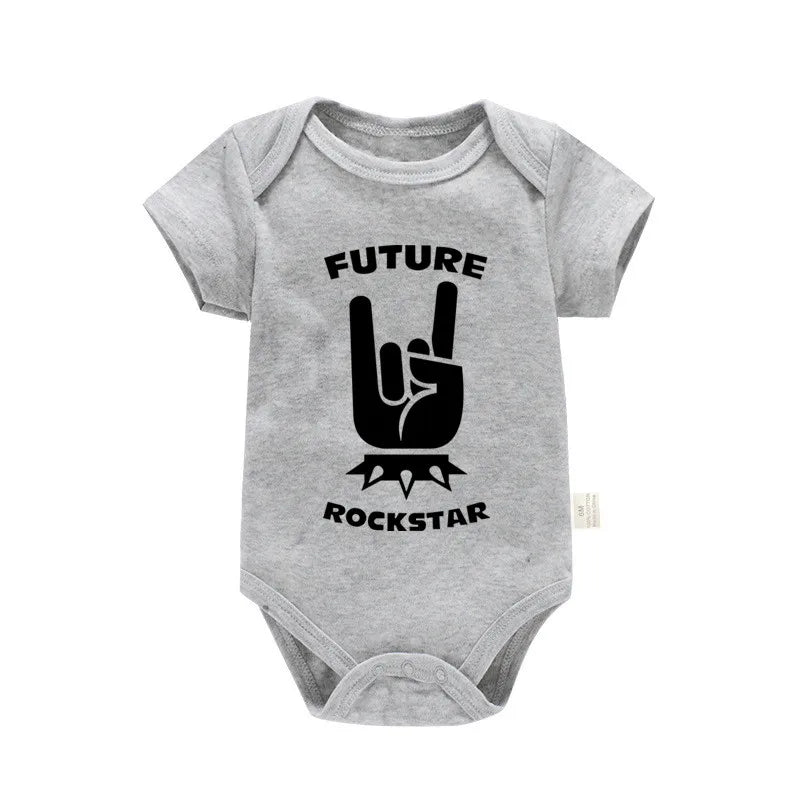 Born To Rock Newborn Baby Short Sleeve Cotton Baby Bodysuit Cute Baby Boy Clothes Jumpsuit Infant Outfit Baby Body Rock Onesie