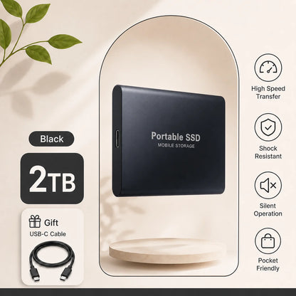 1TB 2TB Shockproof Portable External Hard Drive USB3.2 Type-C SSD Plug Play Hard Disk  For Laptop Mac