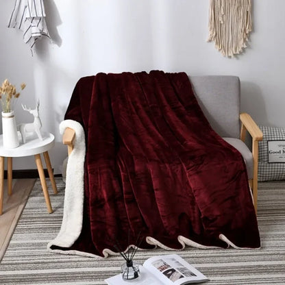 Lamb wool flannel blanket Nordic light luxury style quilt blanket Double layer thickened blanket