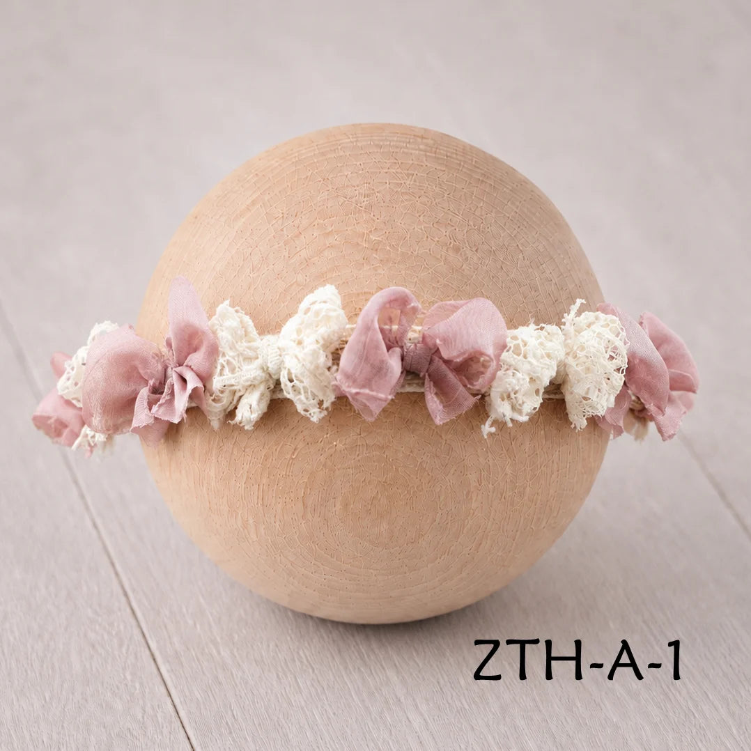 Floral Newborn Headbands for Photography Props Handmade Infant Girl Flower Wreath Baby Headband Newborn Photoshoot, Accessories