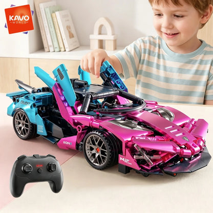 KAVOWORLD New Simulation City Sports Car Building Kit 467pcs High-Speed Racing Car Blocks Set Plated Exotic Small Supercar Vehicle Model Scissor Doors Collectible Display Super Bricks Puzzle Toy DIY Assembly Desktop Decor Hal