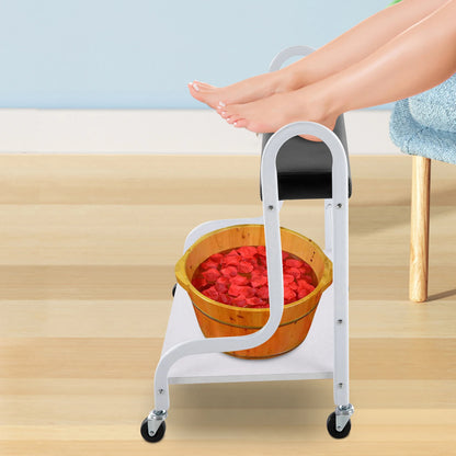 2-Tier Foot Bath Spa Trolley Cart Portable Pedicure Footrest with 4 Wheels Beauty Salon Nail Stand for Pedicures Massages Toenail Care, Load 100 kg/220.46 lbs
