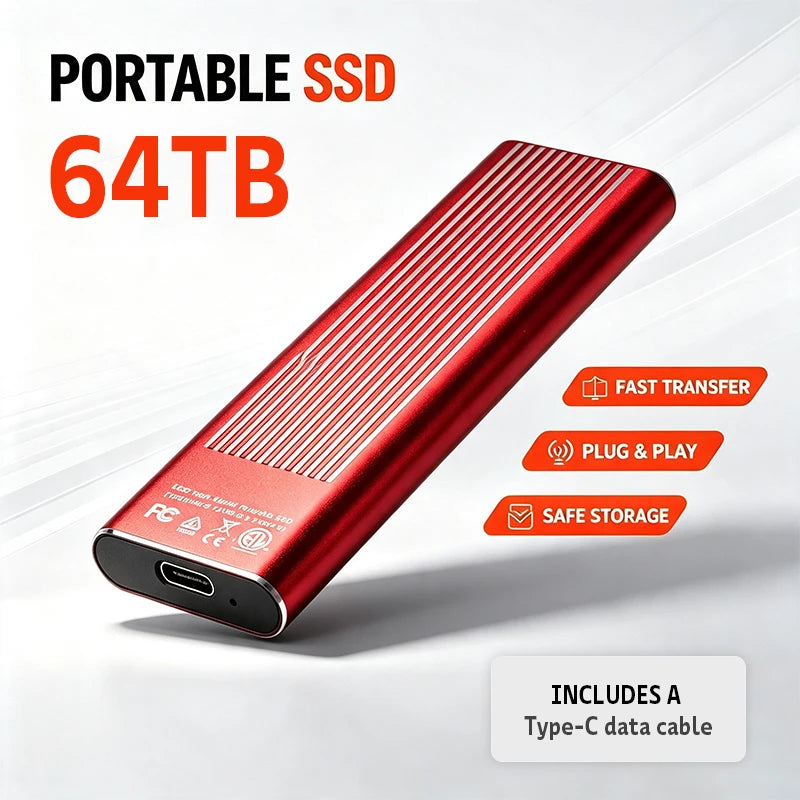 Mini Portable SSD 12TB High‑speed Authentic High‑performance for Desktop PC Mac Surveillance Monitoring Video File Data Storage