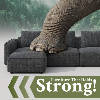 103" Sectional Couch, Locked-in Modular Sectional Sofa, Wood Frame Couches for Living Room, 22" Deep Seat L Shaped, Custom
