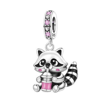Hot Sale 925 Sterling Silver Dog Cat Cute Pet Animals Pendant Birthday Party Gift for Women Bangle Bracelet Necklace DIY Jewelry