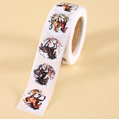 500pcs Horse Themed Round Stickers Gift Sealing Decals DIY Scrapbook Notebook Phone Stickers Holiday Decoration Supplies Gifts