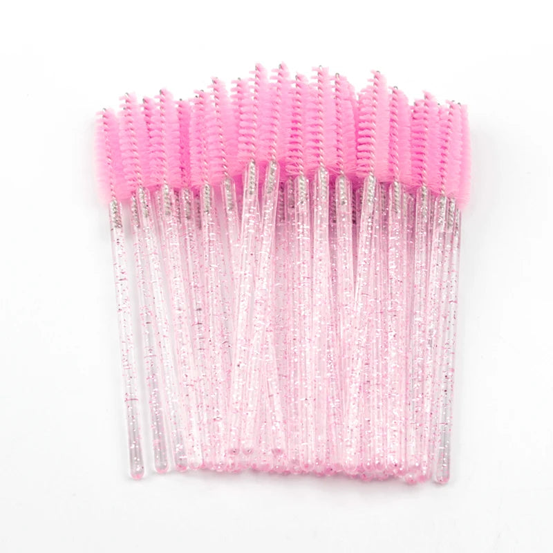New 5/25/50Pcs Wholesale Crystal Eyelashes Brush Applicator Eyelash Brushes Plastic Mascara Wand Lashes Extension Makeup Beauty