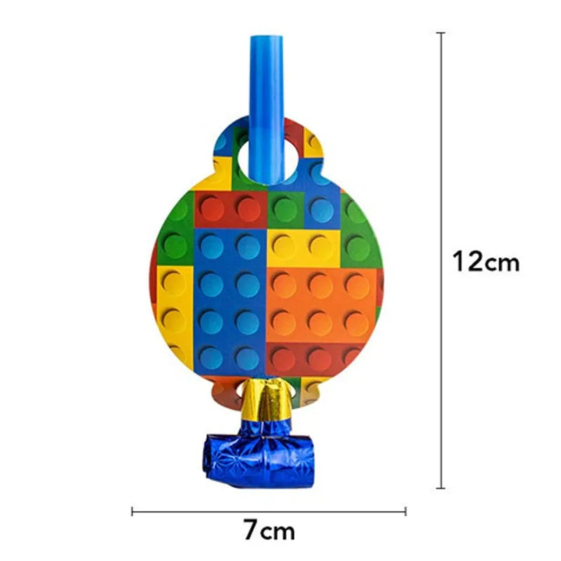 6PCS Building Block Party Blower Noisemaker Birthday Blow Horn Whistles Blowouts Noise Makers Wedding Birthday Party Favors Gift