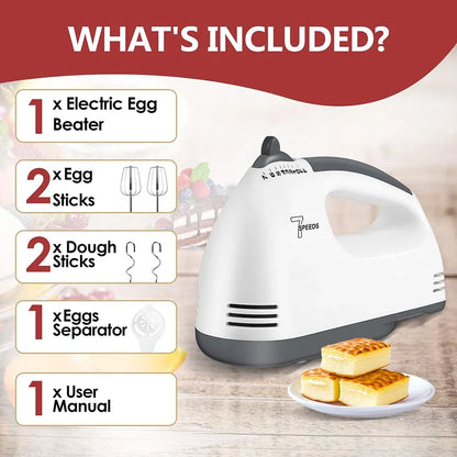 Multifunctional 7 Speed 100W Electric Handheld Mixer Egg Beater Automatic Cream Food Cake Baking Dough Mixer Food Blender Mixer