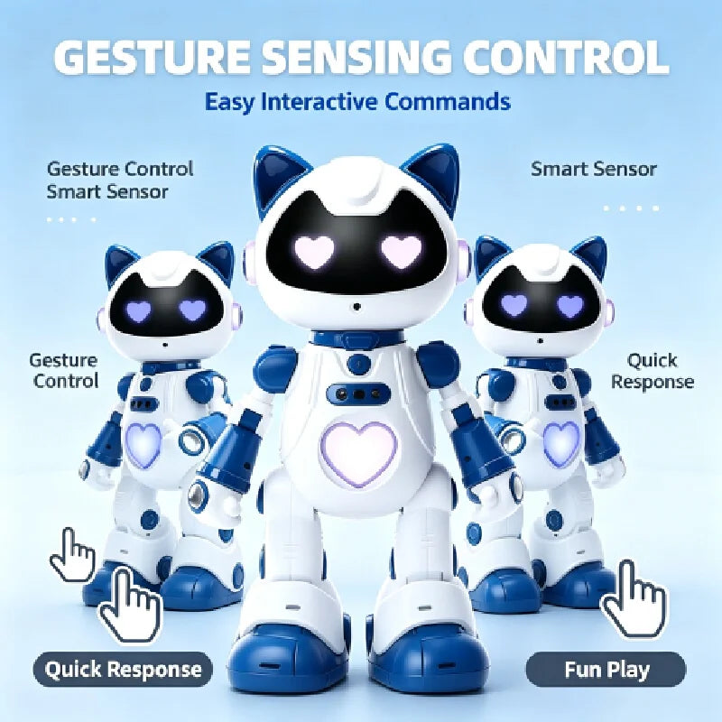 New Rc Intelligent Robot Cat Toy Gesture‑Control Programmable Robotic Pet With Mist Spray Led Light Sing Dance Play Piano Slidin