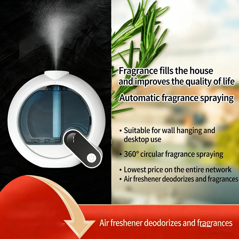 New Smart Aromatherapy Diffuser Wall-Mounted Automatic Fragrance Sprayer Water-Free Mist Rechargeable Scent Diffuser for Home